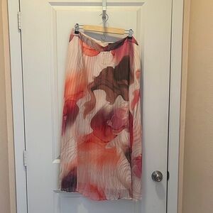 Express A-Line Skirt with Pink and Brown Floral Design